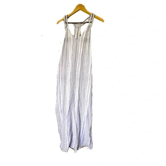 C&C California | Dresses | Cc California Striped Linen Sleeveless Gray  White Maxi Dress Womens Small | Poshmark